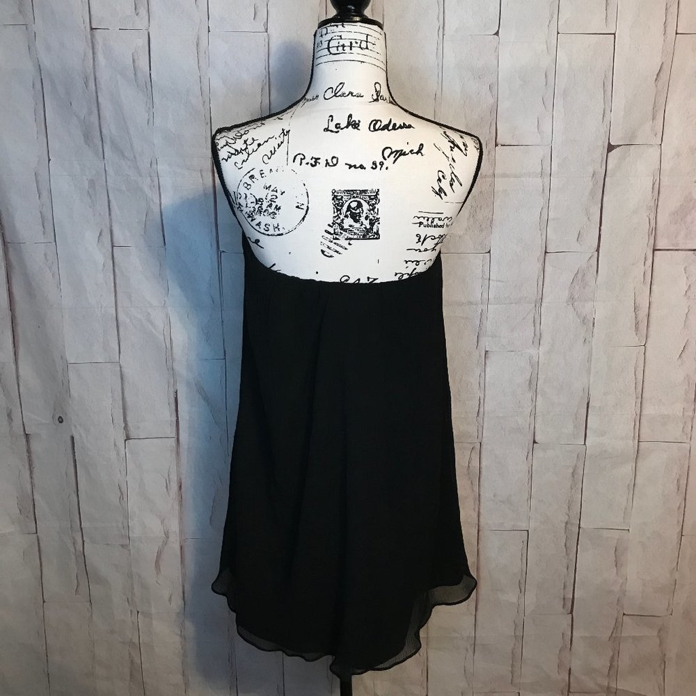 CLEARANCE! NWT Elizabeth & James Small Strapless Crepe Chiffon Dress Black LBD - Picture 3 of 9